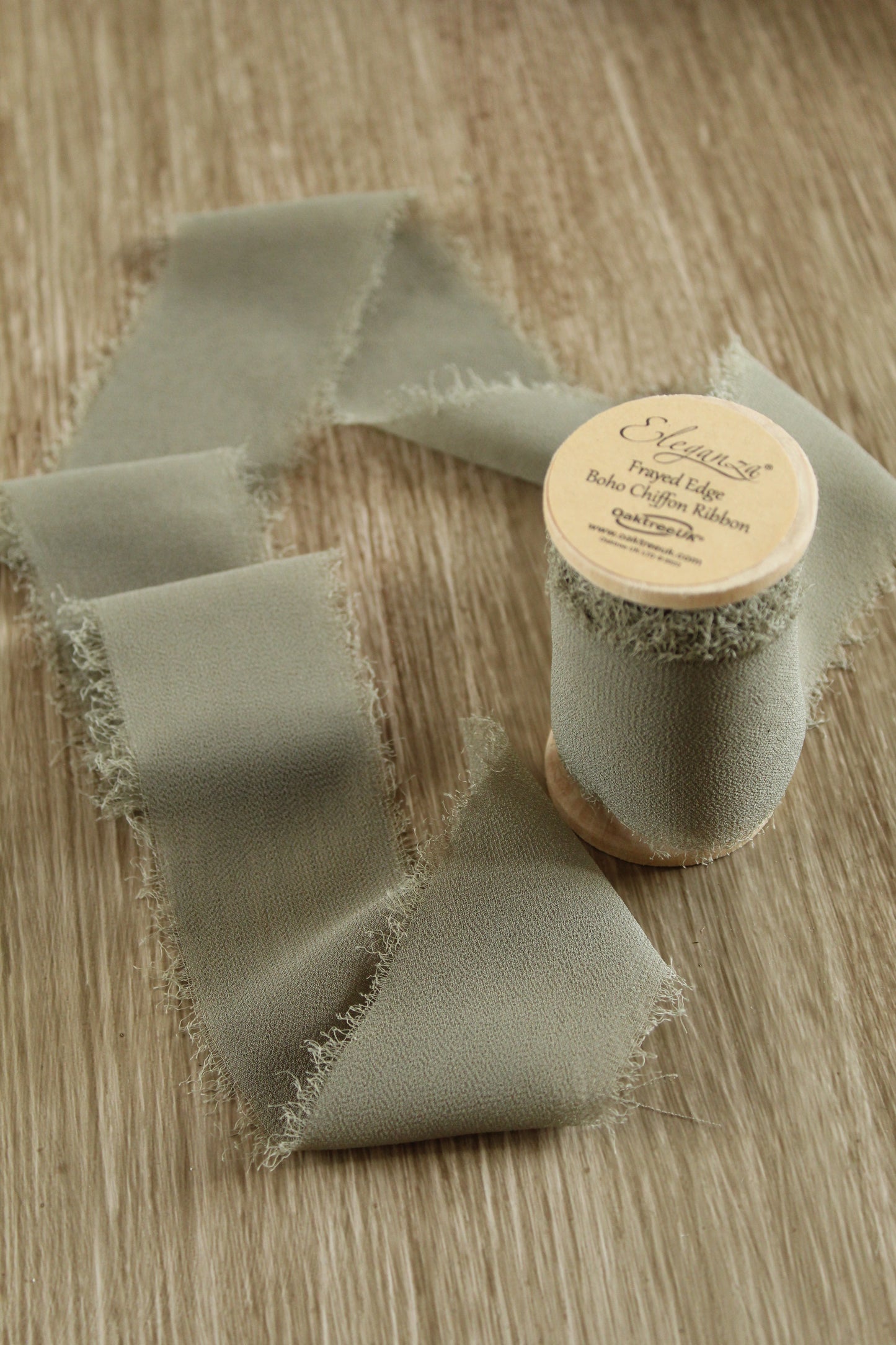 Raw Edge Chiffon Ribbon Green