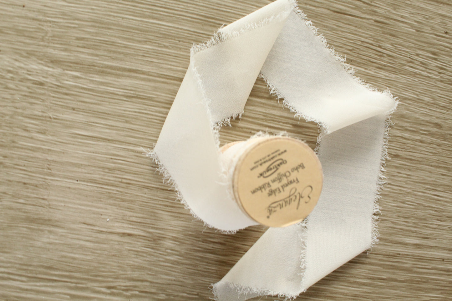 Raw Edge Nude Chiffon Ribbon