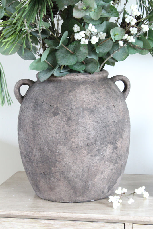 Distressed Black Earthenware Vase